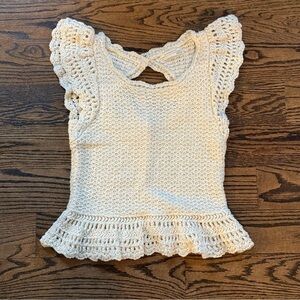 Anthropologie Cream Crochet Sleeveless Top- medium